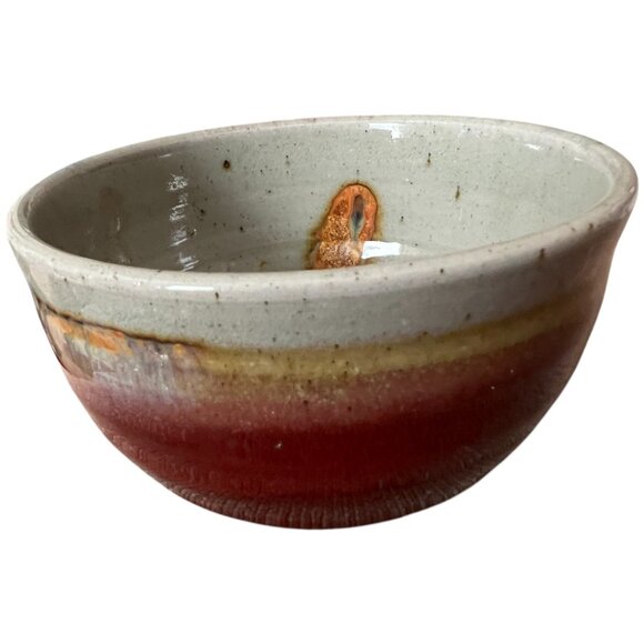 Handmade Pottery Bowl – Studio Stoneware Multicolor Drip Glaze Stunning! 5" dia - Picture 3 of 9
